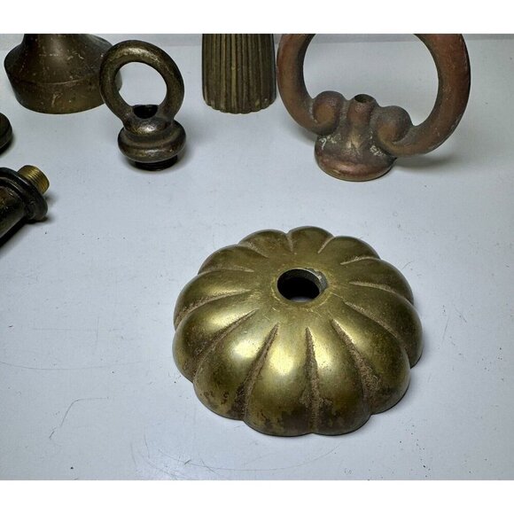 Antique Lot Brass Loops Hanging Lamp Light Fixture Parts Replacement Vintage - Picture 7 of 14